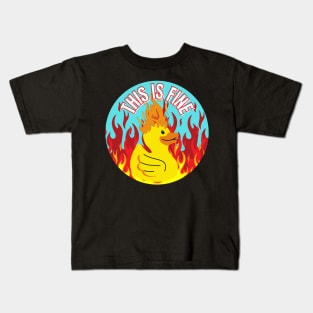 This Is Fine Funny Duck on Fire Design Kids T-Shirt